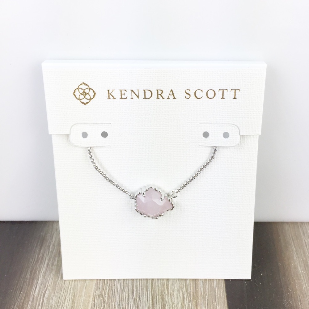 Kendra Scott Tess rose quartz silver necklace